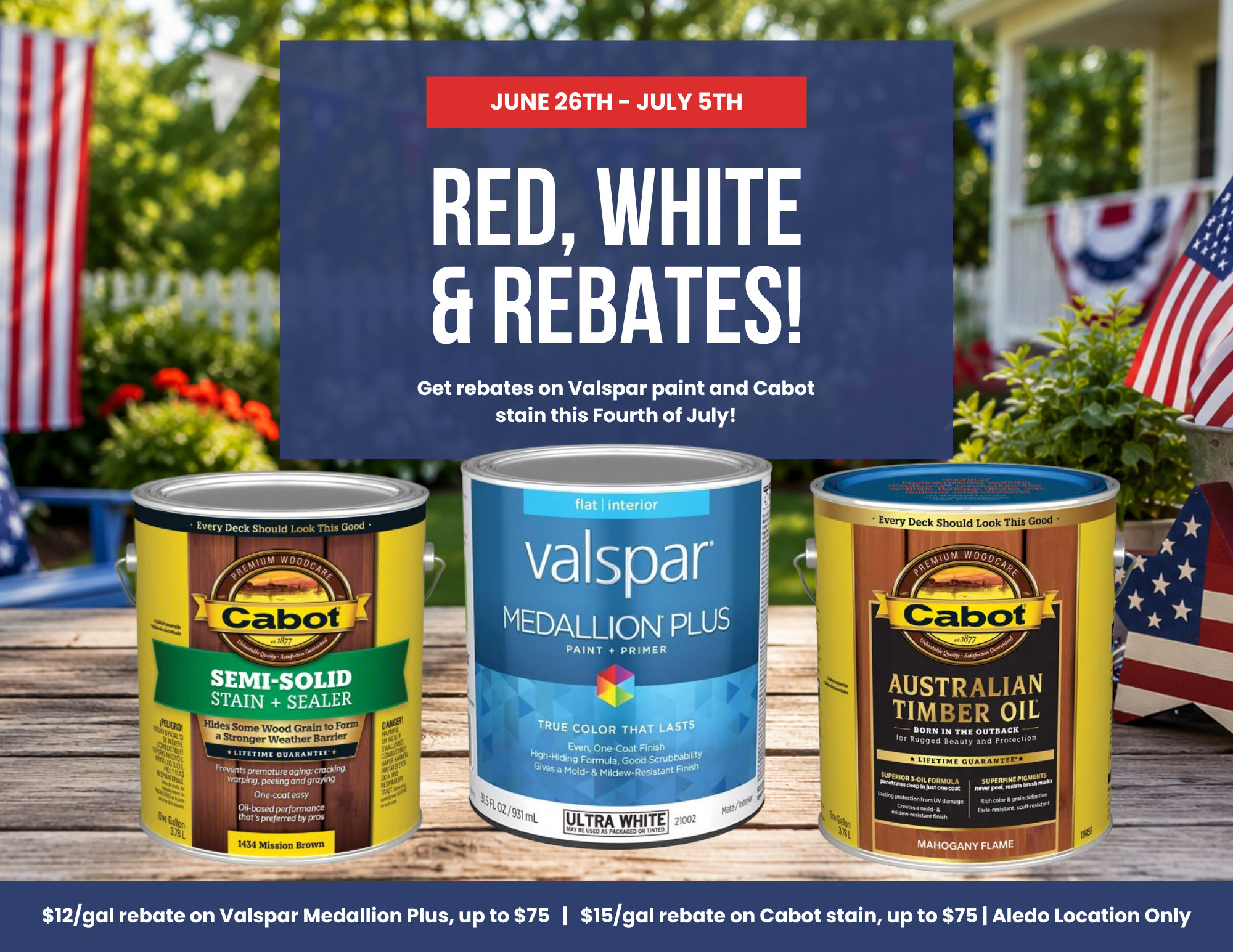 Valspar & Cabot Red, White, and Rebates