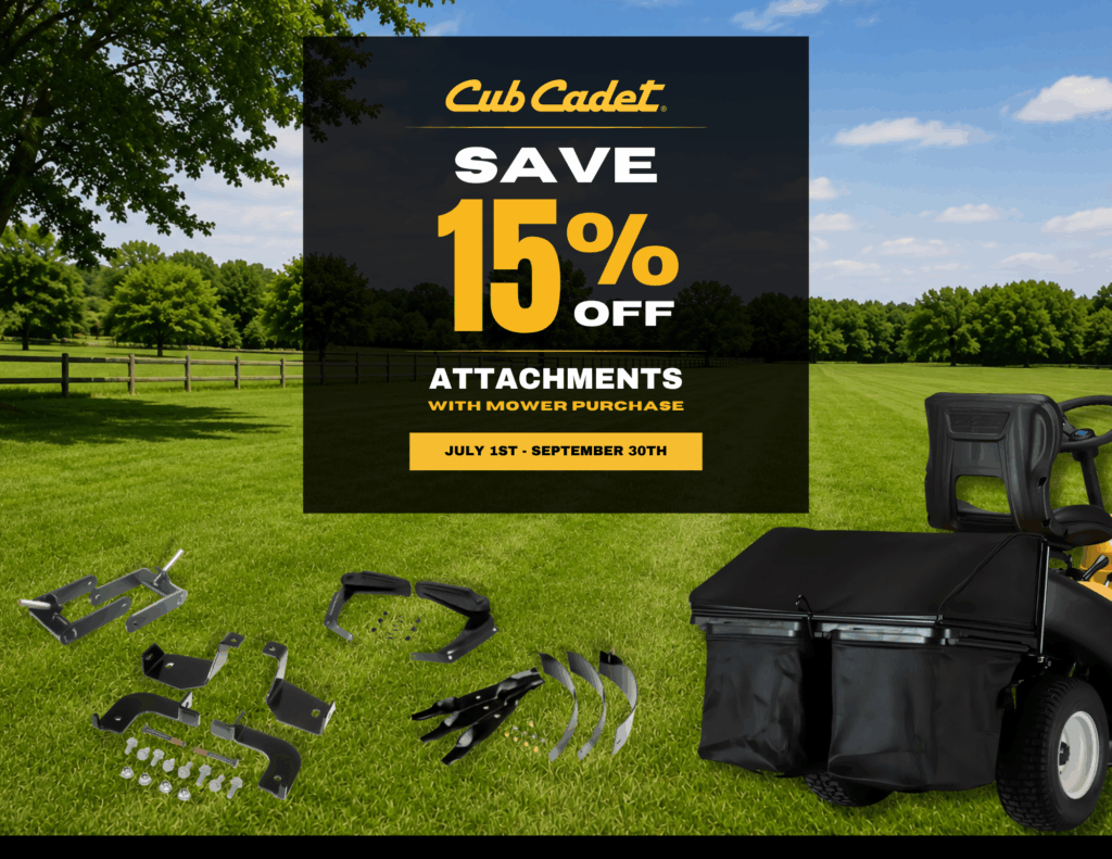 Cub Cadet 15% off Attachments with Mower Purchase