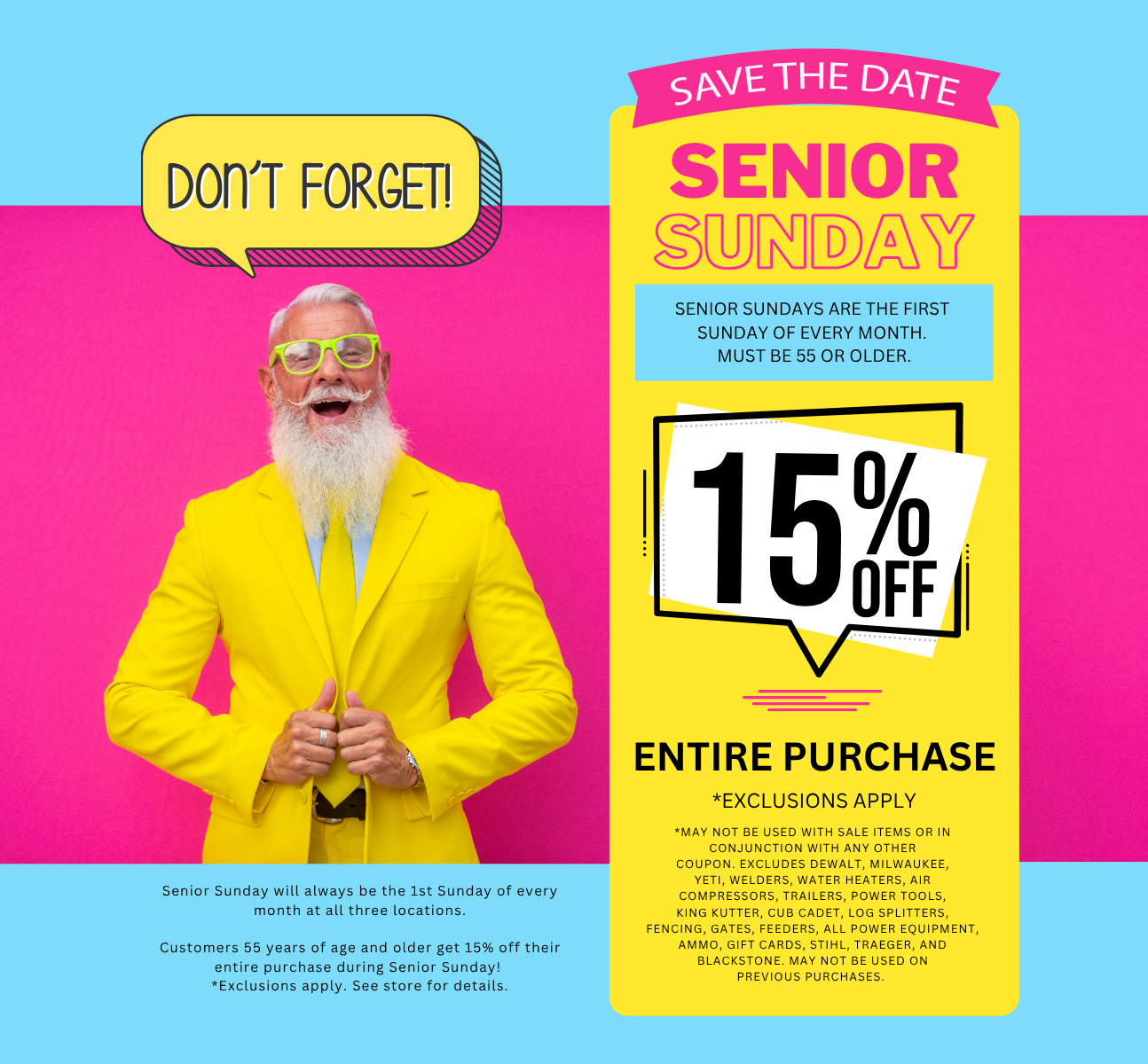 Senior Sunday - Save 15% At Huffman's Farm & Home