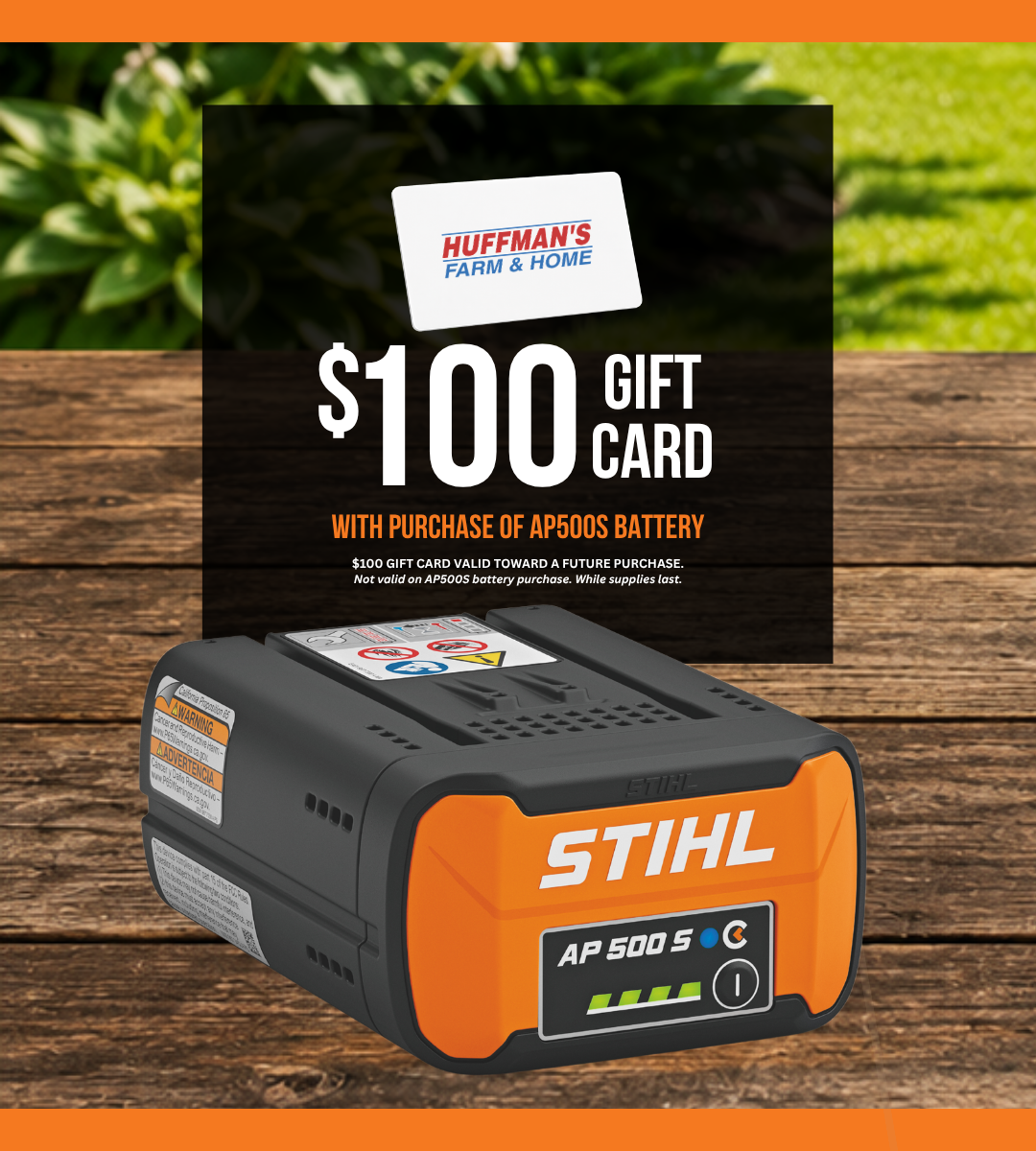 STIHL $100 Gift Card with Purchase of AP500S Battery
