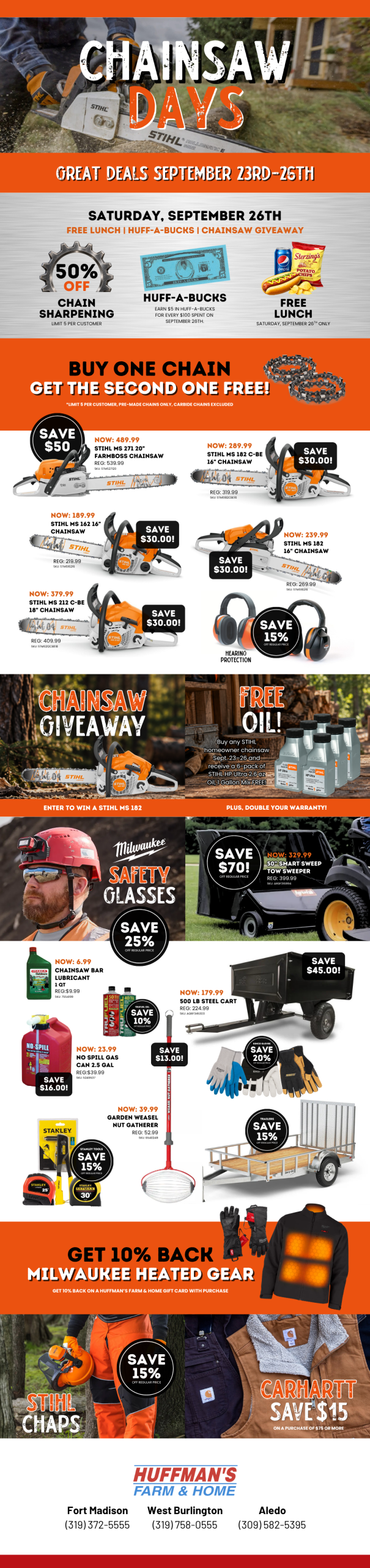 Huffman's Farm & Home Chainsaw Days Ad